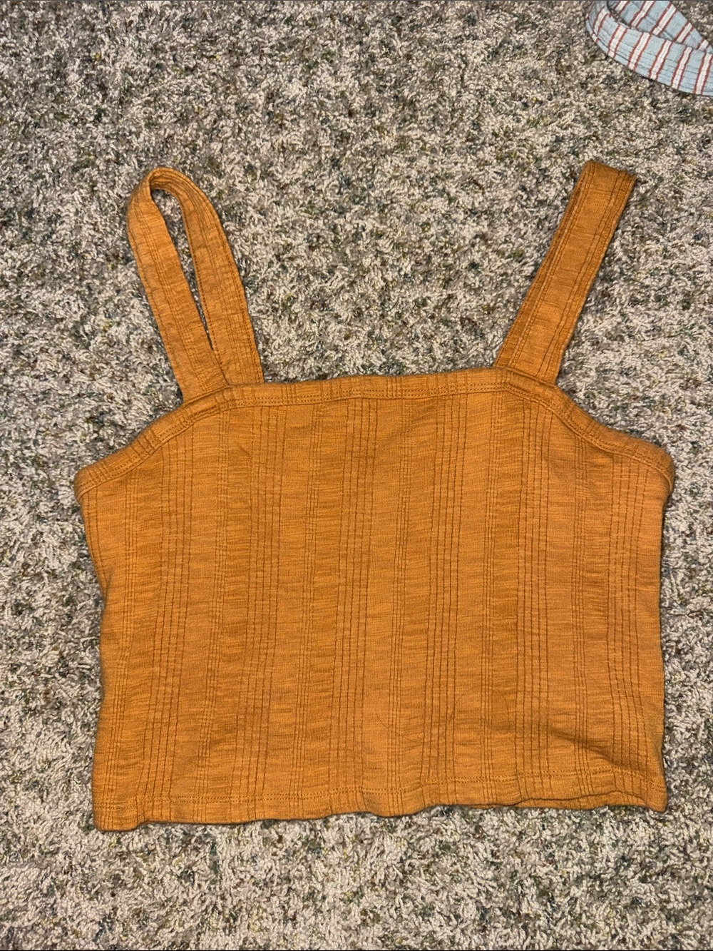 American Eagle Outfitters Ribbed Square-Neck Crop Top in Mustard
